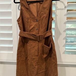 Brown Corduroy Sleeveless Dress